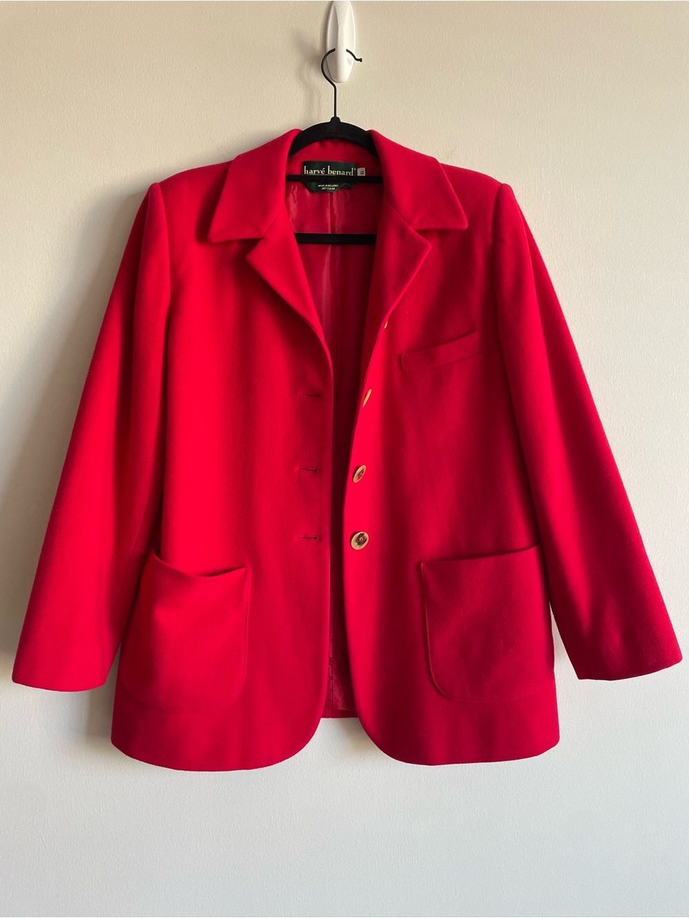 Vintage Harve Benard pea coat blazer jacket overcoat red wool cashmere classic 6